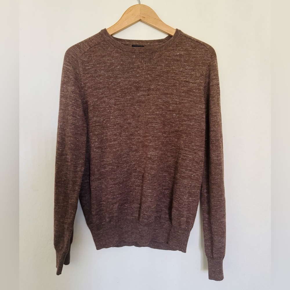 J. Crew Men’s Alpaca wool linen blend brown sweater Sz Large